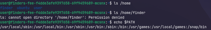 Listing /home shows finder's directory is unreadable